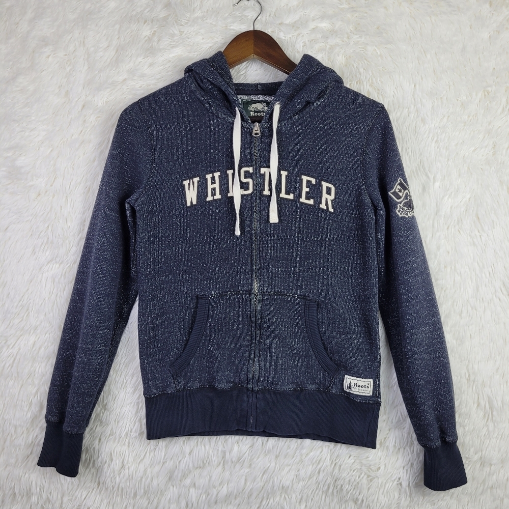 Roots Canada Hoodie Mens Size XS Blue Full Zip Whistler Canada Zipper Top Hooded